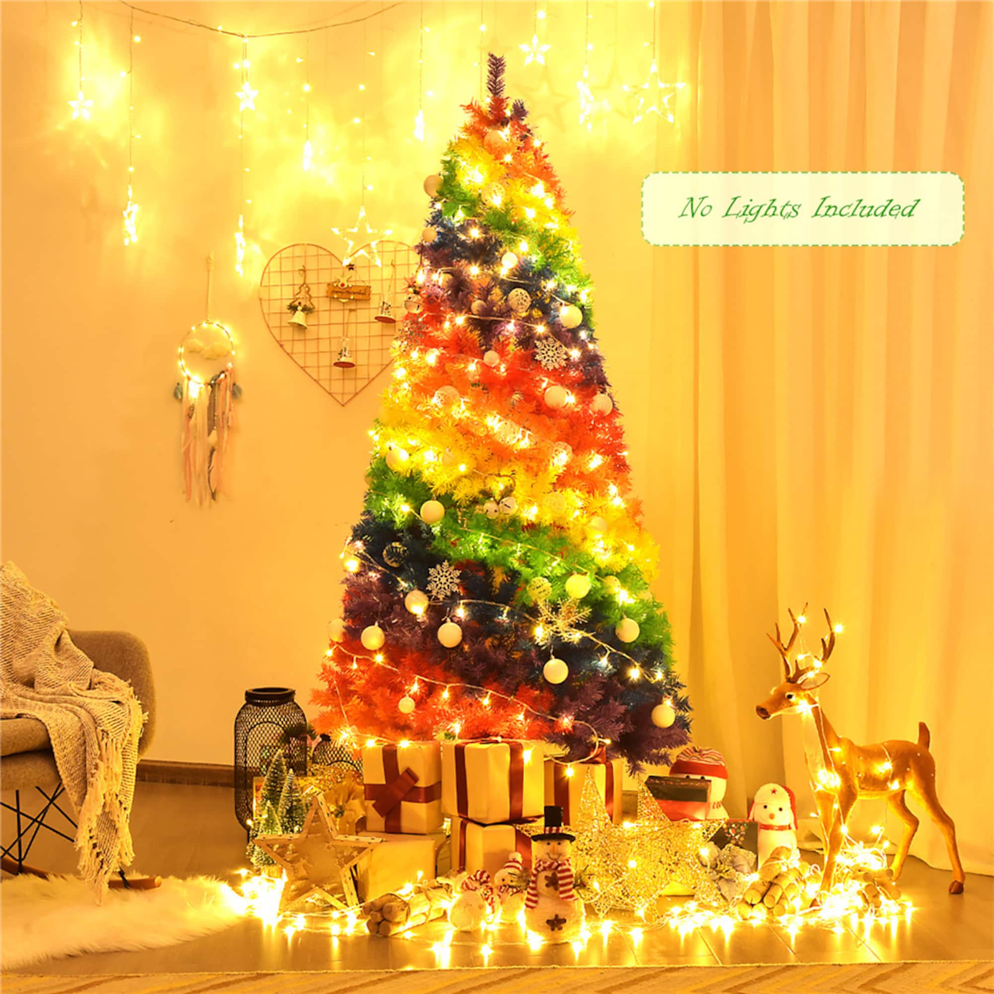 Costway 7ft. Unlit Rainbow Full Fir Artificial Christmas Tree